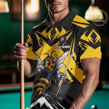 Black And Yellow Funny Bee Billiard Team Shirt For Men Custom 8 Ball Pool Tournament Jersey NYN3776