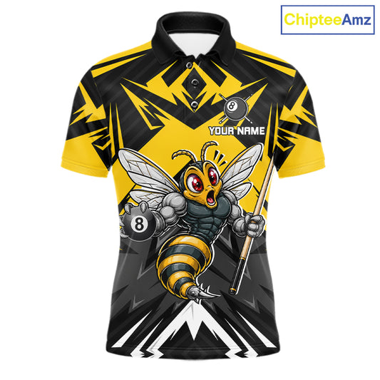 Black And Yellow Funny Bee Billiard Team Shirt For Men Custom 8 Ball Pool Tournament Jersey NYN3776