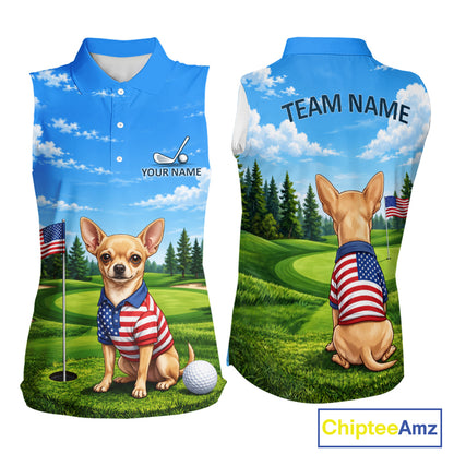 Chihuahua Golf Team Shirt Custom Funny Golf Sleeveless Polos For Women Matching Couples Golf Shirts NYN4440