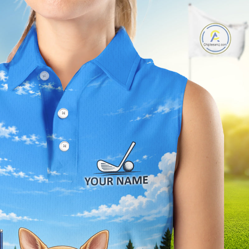 Chihuahua Golf Team Shirt Custom Funny Golf Sleeveless Polos For Women Matching Couples Golf Shirts NYN4440