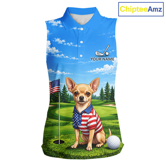 Chihuahua Golf Team Shirt Custom Funny Golf Sleeveless Polos For Women Matching Couples Golf Shirts NYN4440