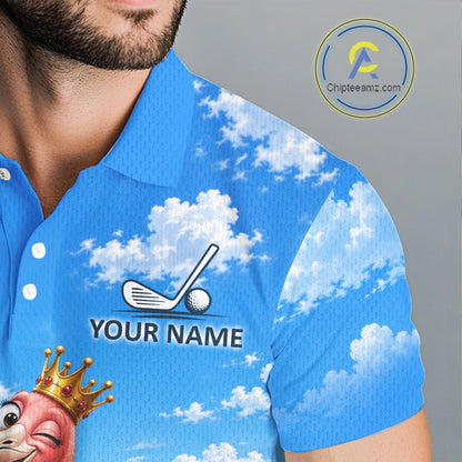 Crown Flamingo Golf Team Shirt Custom Funny Golf Polos For Men Matching Couples Golf Shirts NYN4441