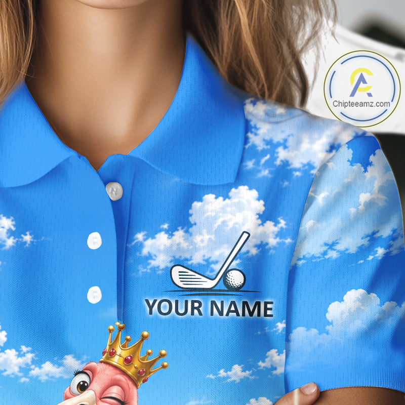 Crown Flamingo Golf Team Shirt Custom Funny Golf Polos For Women Matching Couples Golf Shirts NYN4441