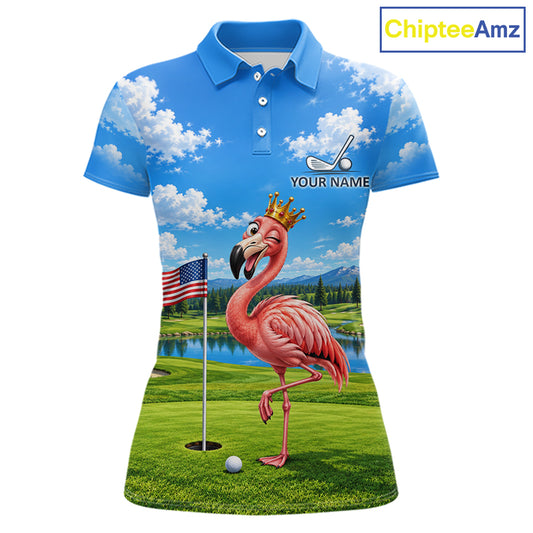 Crown Flamingo Golf Team Shirt Custom Funny Golf Polos For Women Matching Couples Golf Shirts NYN4441