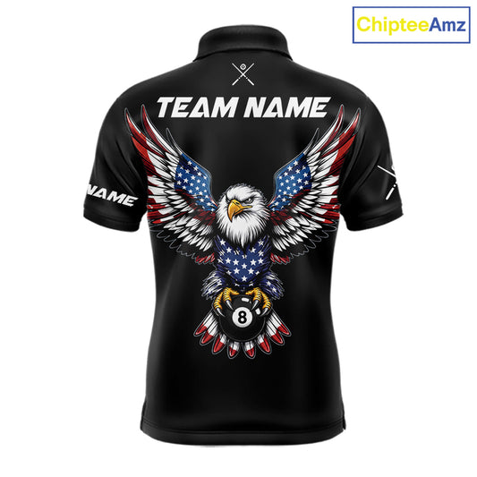 Custom Grunge Billiard American Flag Shirt For Men Patriotic Eagle 8 Ball Cue Shirt Pool Team Jersey NYN4445