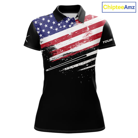 Custom Grunge Billiard American Flag Shirt For Women Patriotic Eagle 8 Ball Cue Shirt Pool Team Jersey NYN4445