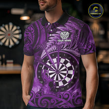 Load image into Gallery viewer, Personalized Fern Leaves Purple Fire Tribal Dart Polo Shirts For Men Dart Team Jerseys NYN2191