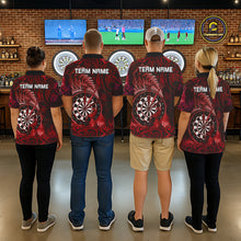Load image into Gallery viewer, Personalized Fern Leaves Red Fire Tribal Dart Polo Shirts For Women Dart Team Jerseys NYN2192
