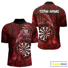 Load image into Gallery viewer, Personalized Fern Leaves Red Fire Tribal Dart Quarter-Zip Shirts For Men Dart Team Jerseys NYN2192