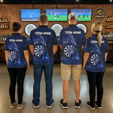 Load image into Gallery viewer, Personalized Fern Leaves Blue Fire Tribal Dart Polo Shirts For Women Dart Team Jerseys NYN2193