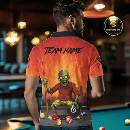 Skeleton Play 8 Ball Pool Men's Billiard Polo & 1/4 Zip Team Shirt Custom Funny Billiard Attire NYN2480