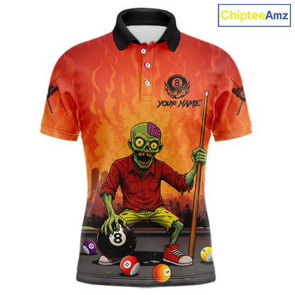 Skeleton Play 8 Ball Pool Men's Billiard Polo & 1/4 Zip Team Shirt Custom Funny Billiard Attire NYN2480