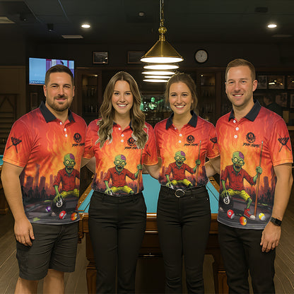 Skeleton Play 8 Ball Pool Men's Billiard Polo & 1/4 Zip Team Shirt Custom Funny Billiard Attire NYN2480