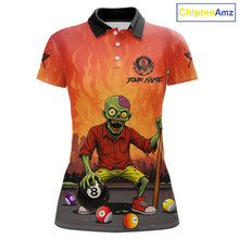 Load image into Gallery viewer, Skeleton Play 8 Ball Pool Women's Billiard Polo &amp; 1/4 Zip Team Shirt Custom Funny Billiard Attire NYN2480