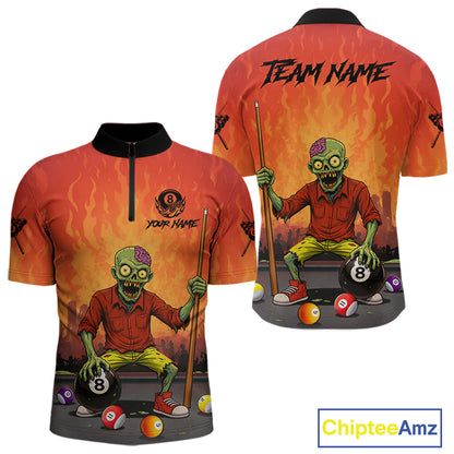 Skeleton Play 8 Ball Pool Men's Billiard Polo & 1/4 Zip Team Shirt Custom Funny Billiard Attire NYN2480