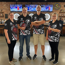 Load image into Gallery viewer, Red Dripping Grim Reaper Dartboard Skull Dart 1/4-Zip Shirts For Men Custom Name For Dart Players NYN2684