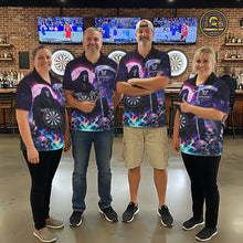 Load image into Gallery viewer, Galaxy Holographic Grim Reaper Dartboard Skull Dart 1/4-Zip Shirts For Men Custom Name For Dart Players NYN2686