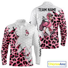 Load image into Gallery viewer, Camouflage Mens Golf Polo Shirt Custom Pink Funny Flamingo Pattern White Golf Team Shirts NYN2835