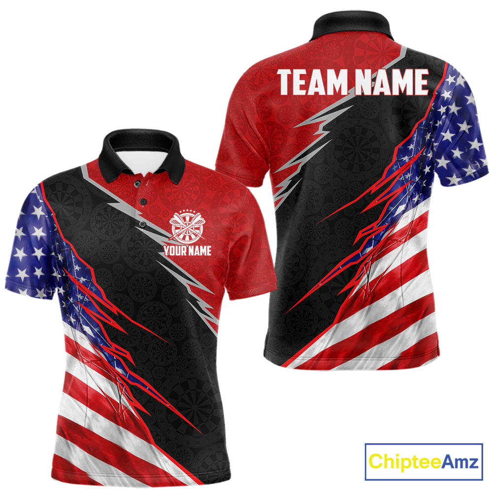Personalized American Flag Darts Shirt For Men Custom Patriotic US Darts Team Jersey NYN2840