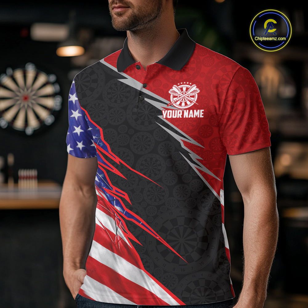 Personalized American Flag Darts Shirt For Men Custom Patriotic US Darts Team Jersey NYN2840