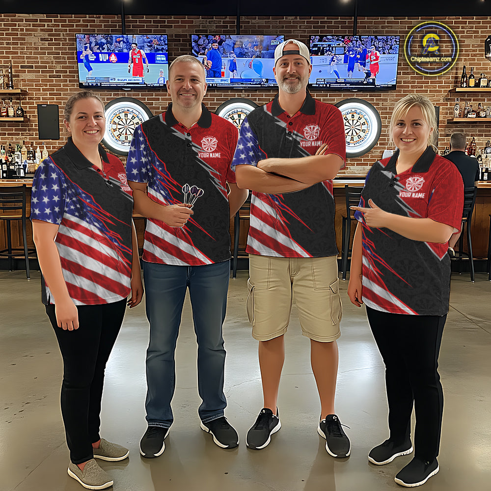 Personalized American Flag Darts Shirt For Women Custom Patriotic US Darts Team Jersey NYN2840