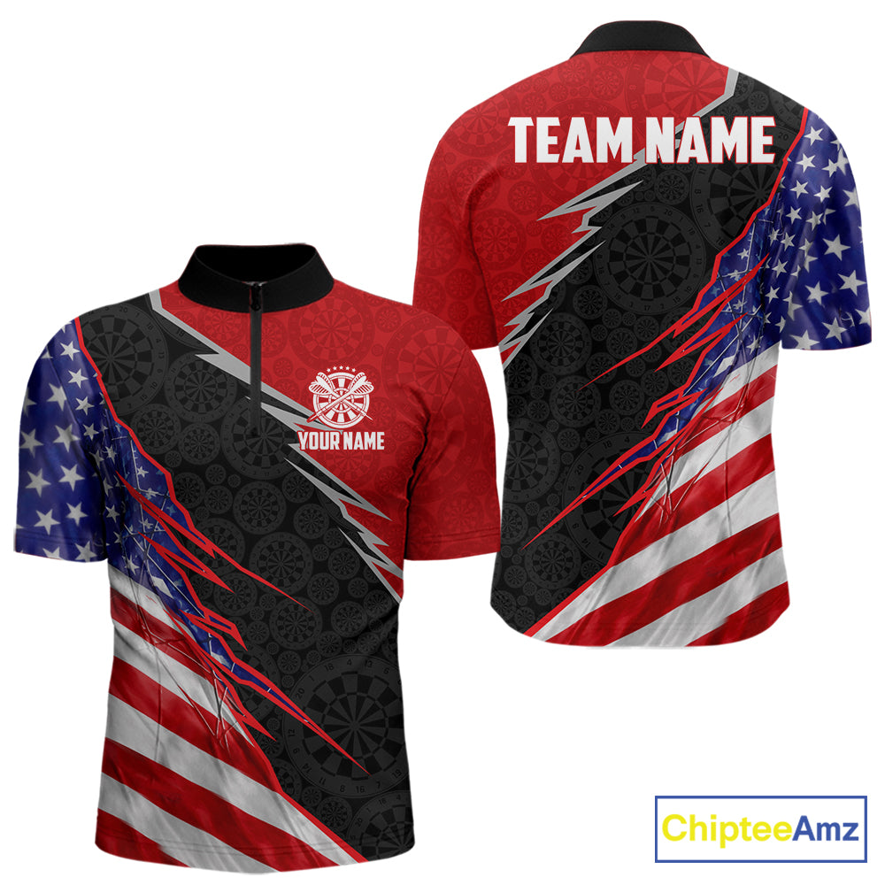 Personalized American Flag Darts Shirt For Men Custom Patriotic US Darts Team Jersey NYN2840
