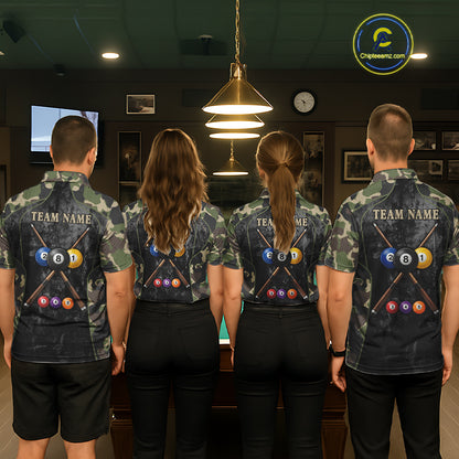 Black Grunge Camouflage Billiard Pool Shirt For Women Custom 8 Ball Billiard Team Jersey NYN3065