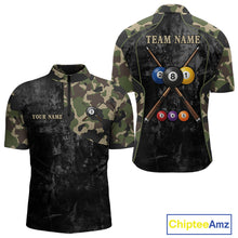 Load image into Gallery viewer, Black Grunge Camouflage Billiard Pool Shirt For Men Custom 8 Ball Billiard Team Jersey NYN3065