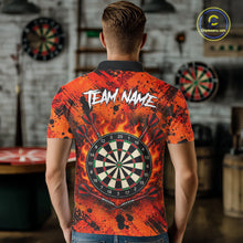 Load image into Gallery viewer, Man wearing fire flame tornado orange dart shirt custom apparel