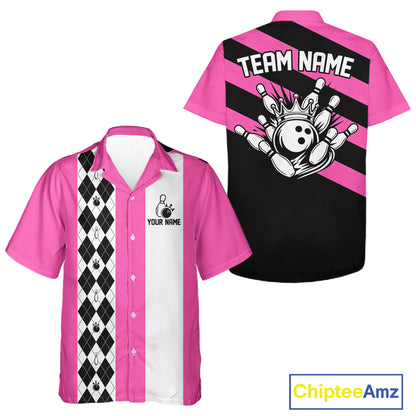 Personalized Retro Multicolor Bowling Hawaiian Shirts Custom Vintage Bowling Button Up Team Shirts NYN4468