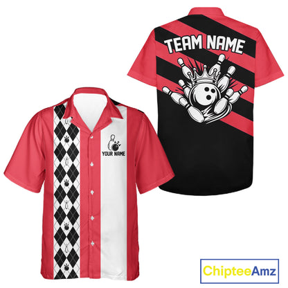 Personalized Retro Multicolor Bowling Hawaiian Shirts Custom Vintage Bowling Button Up Team Shirts NYN4468