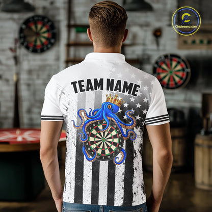 Custom Name American Flag Grunge Octopus Dart Team Jersey Patriotic Funny Darts Shirt For Men NYN4478