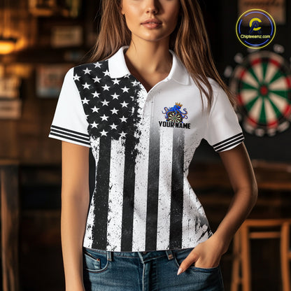Custom Name American Flag Grunge Octopus Dart Team Jersey Patriotic Funny Darts Shirt For Women NYN4478