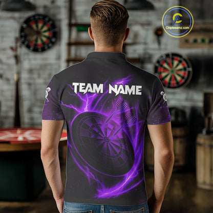 Custom Lightning Dartboard Purple Skull Dart Men Polo Jerseys Dart Tournament Shirt NYN1671