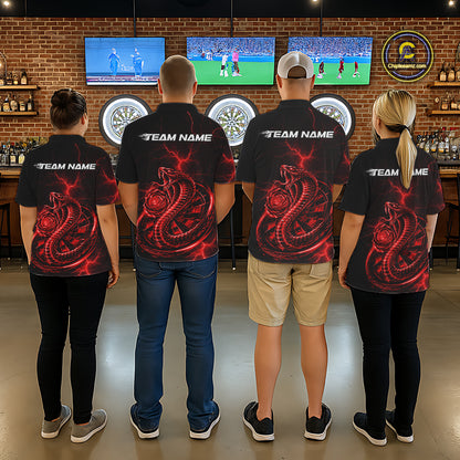 Rose Cobra Dartboard Polo 1/4-Zip Shirt For Men Personalized Red Neon Lightning Darts Team Jersey NYN4842