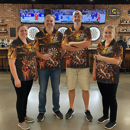 Custom Funny Darts Polo 1/4-Zip Shirt For Men Customized Drunk Whisky Raccoon Darts Team Jersey NYN4845