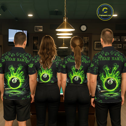 St Patrick's Day Green Smokes Hand Ball 8 Billiards Pool Shirt For Men Personalized Billiard Team Names NYN2694