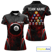 Load image into Gallery viewer, Black And Red Grunge Splatter 8 Ball Billiard Pool Shirt For Women Custom Outfits Billiard Team Attire NYN3220