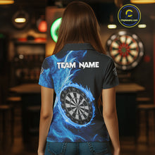 Load image into Gallery viewer, Custom Black-Blue Dragon Lightning Dartboard Dart Women Polo Jerseys Dart Team Shirt NYN1688