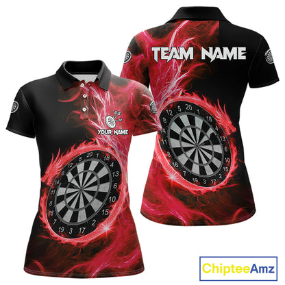 Custom Black-Red Dragon Lightning Dartboard Dart Women Polo Jerseys Dart Team Shirt NYN1689