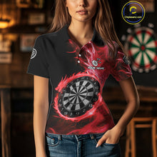 Load image into Gallery viewer, Custom Black-Red Dragon Lightning Dartboard Dart Women Polo Jerseys Dart Team Shirt NYN1689