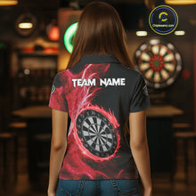 Load image into Gallery viewer, Custom Black-Red Dragon Lightning Dartboard Dart Women Polo Jerseys Dart Team Shirt NYN1689