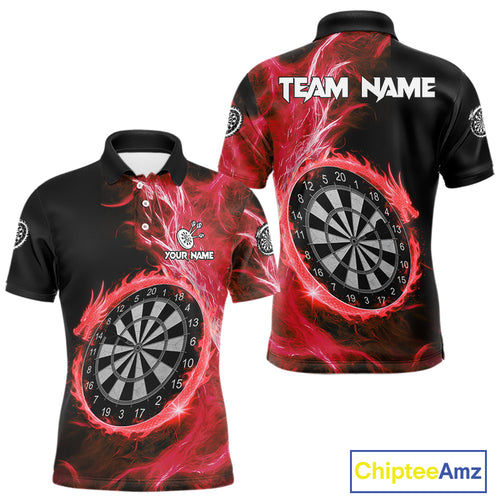 Custom Black-Red Dragon Lightning Dartboard Dart Men Polo Jerseys Dart Team Shirt NYN1689