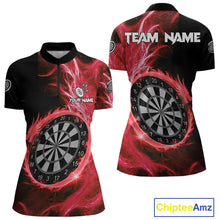 Load image into Gallery viewer, Custom Black-Red Dragon Lightning Dartboard Dart Women 1/4-Zip Jerseys Dart Team Shirt NYN1689