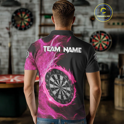 Custom Black-Pink Dragon Lightning Dartboard Dart Men Polo Jerseys Dart Team Shirt NYN1690