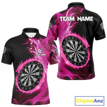 Load image into Gallery viewer, Custom Black-Pink Dragon Lightning Dartboard Dart Men Polo Jerseys Dart Team Shirt NYN1690