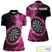 Load image into Gallery viewer, Custom Black-Pink Dragon Lightning Dartboard Dart Women 1/4-Zip  Jerseys Dart Team Shirt NYN1690