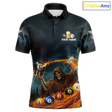 Load image into Gallery viewer, Funny Grim Reaper Play Beer &amp; Pool 8 Ball Men's Billiard Team Shirt Custom Billiard Attire NYN2492