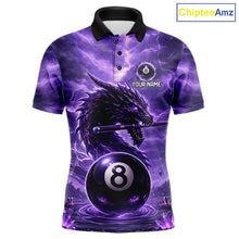 Load image into Gallery viewer, Dragon Thunder Purple Cue &amp; Pool 8 Ball Men Billiard Shirt Custom Billiard Polo &amp; 1/4-Zip Attire NYN2496