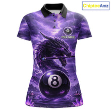 Load image into Gallery viewer, Dragon Thunder Purple Cue &amp; Pool 8 Ball Women Billiard Shirt Custom Billiard Polo &amp; 1/4-Zip Attire NYN2496